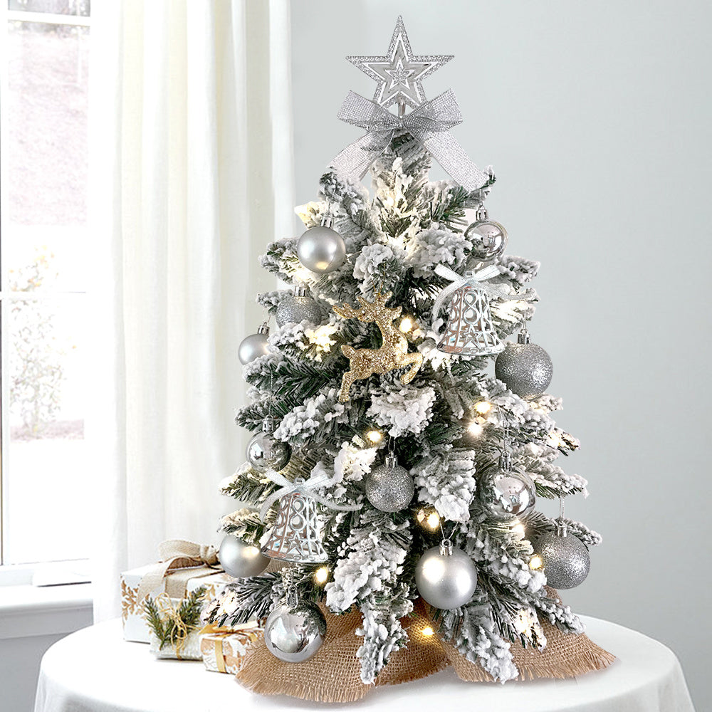 2ft Mini Christmas Tree With Light Artificial Small Tabletop Christmas Decoration With Flocked Snow, Exquisite Decor & Xmas Ornaments For Table Top For Home & Office 2ft Mini Christmas Tree With Light Artificial Small Tabletop Christmas Decoration With Flocked Snow, Exquisite Decor & Xmas Ornaments For Table Top For Home & Office